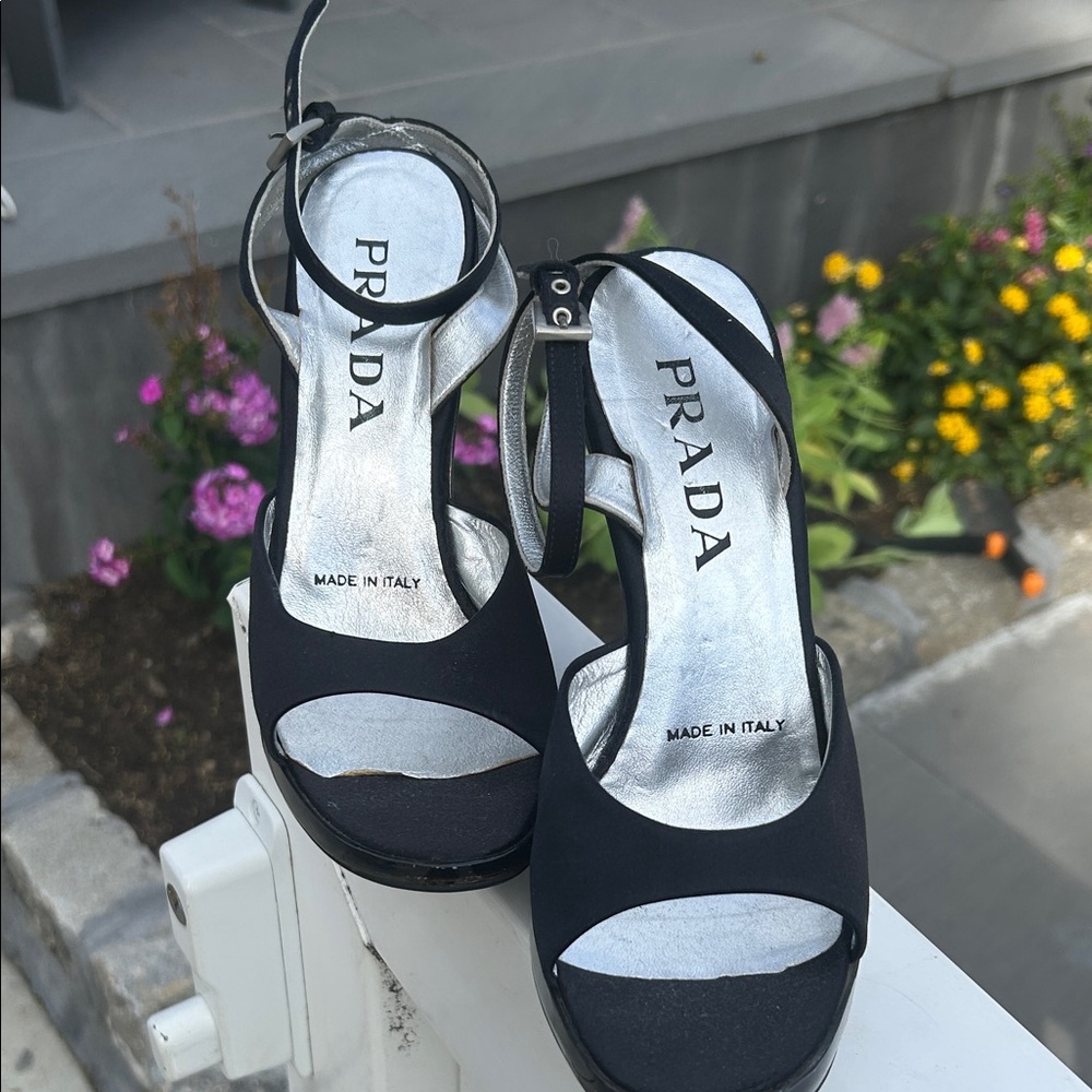 Prada Black Open-Toe Heels
